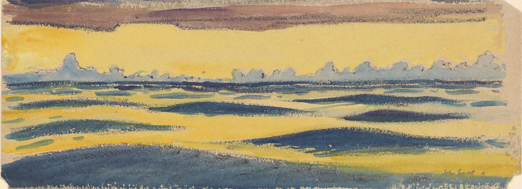 Detail of Seascape, dark blue and yellow and brown cloud by John Everett