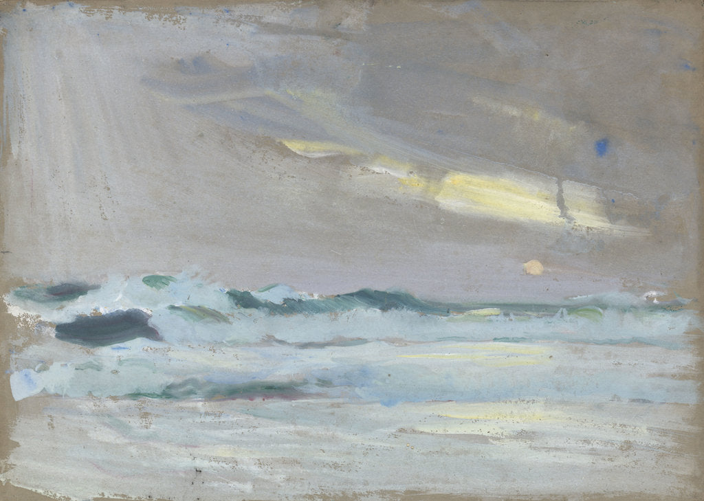 Detail of Green waves breaking on a beach by John Everett