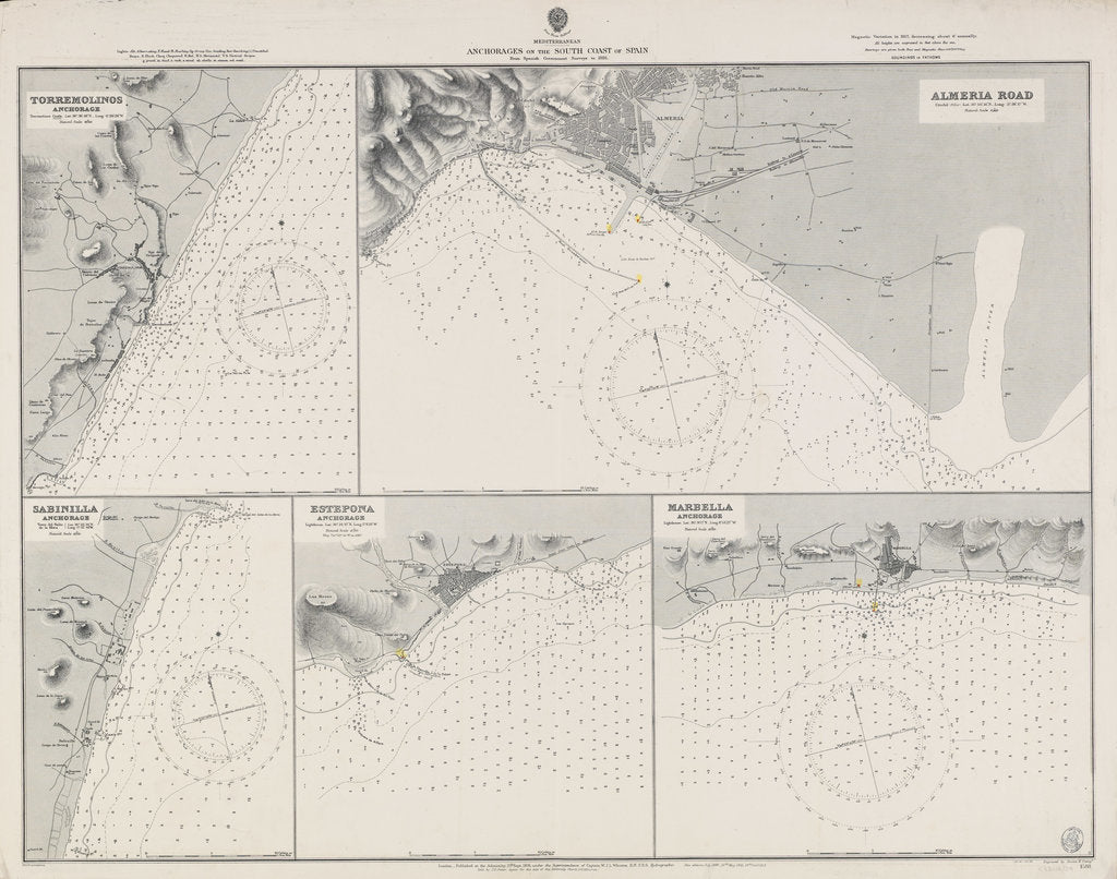 Detail of Mediterranean anchorages on the south coast of Spain from Spanish Government surveys of 1891 by British Admiralty