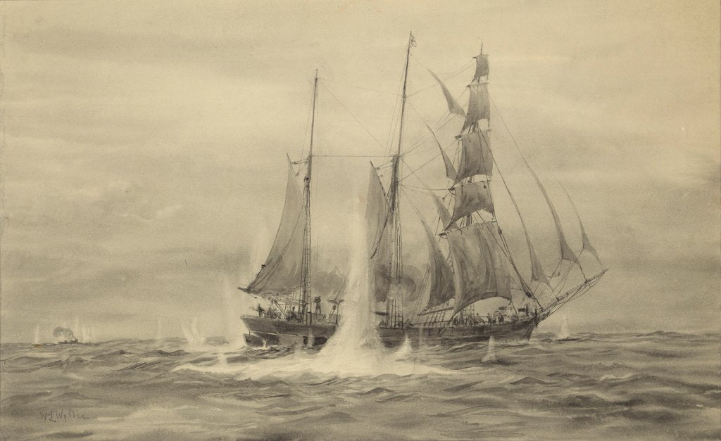 Detail of Merope in action with a U Boat by William Lionel Wyllie