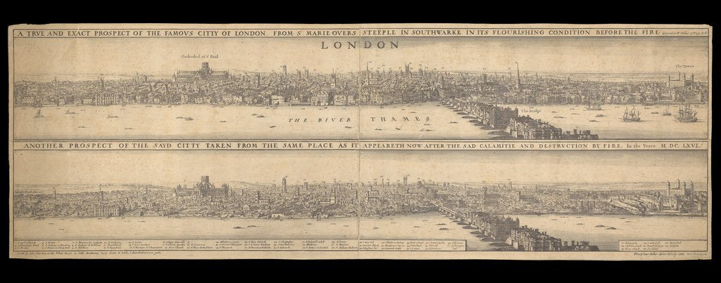 Detail of A True and Exact Prospect of the Famous Citty of London, from SMarie Overs Steeple in Southwarke in its flourishing condition before the Fire by Wenceslaus Hollar