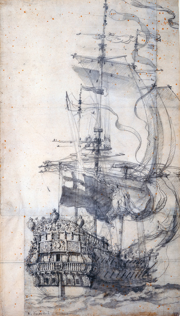 Detail of The 'Mordaunt' by Willem van de Velde the Elder