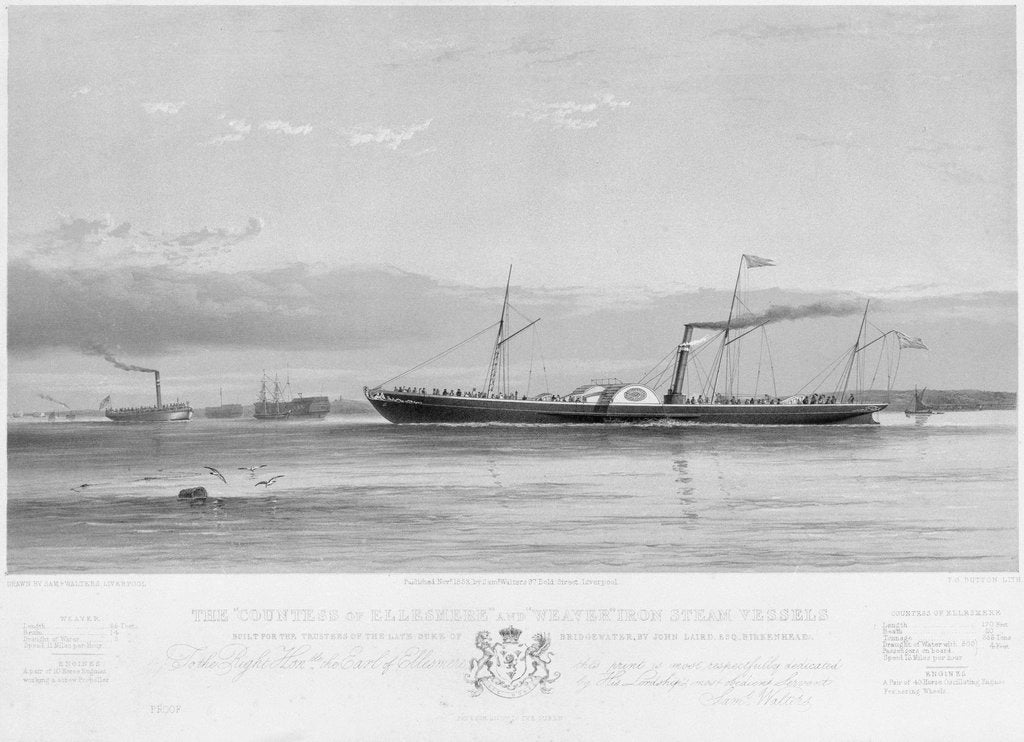 Detail of The 'Countess of Ellesmere' and 'Weaver' iron steam vessels by Samuel Walters