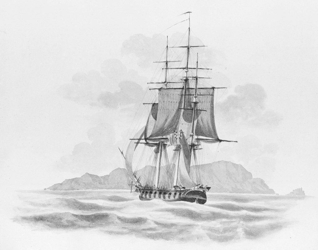 Detail of 'The Rover' (?) stern on, at sea by unknown