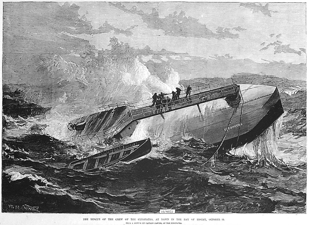 Detail of The rescue of the crew of the 'Cleopatra', at dawn in the Bay of Biscay by unknown