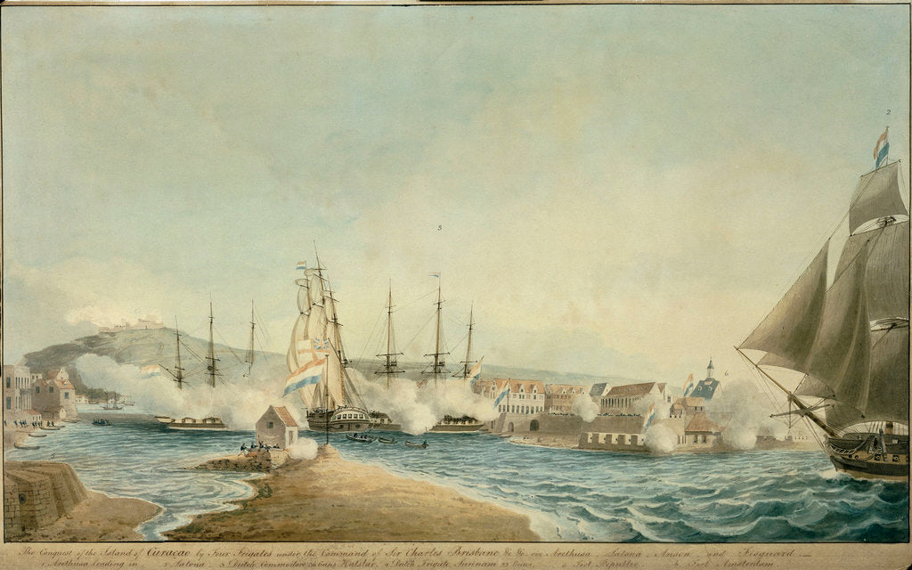 Detail of The Conquest of the Island of Curacoa by Four Frigates under the Command of Sir Charles Brisbane by Charles Brisbane