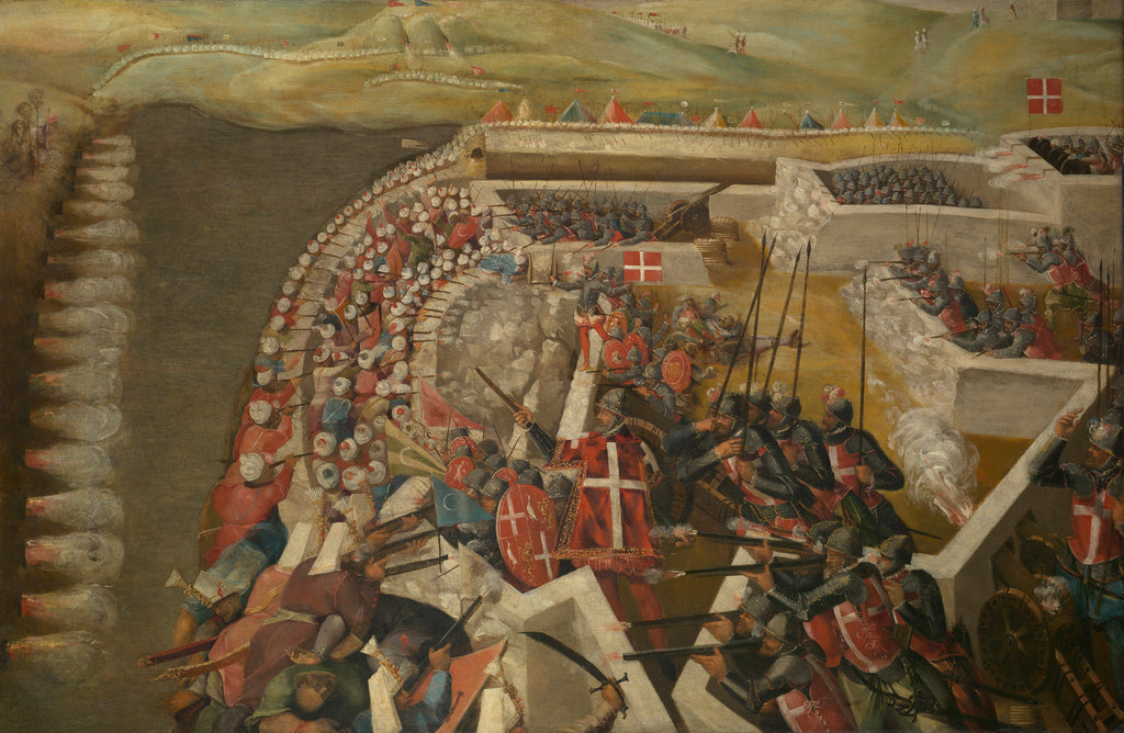 Detail of The Siege of Malta: Assault on the post of the Castilian knights, 21 August 1565 by Matteo Perez d'Aleccio