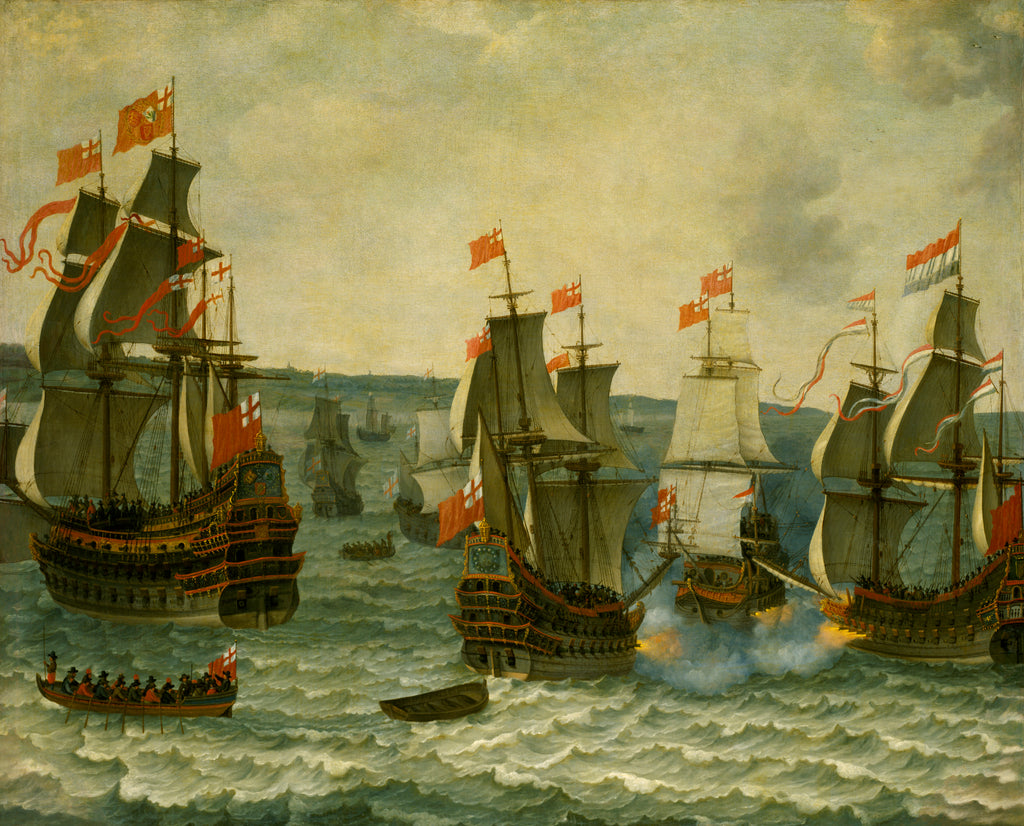 Detail of Action between ships in the First Dutch War, 1652-1654 by Abraham Willaerts