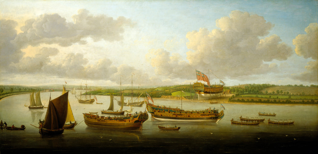 Detail of Launch of a 4th-rate on the river Orwell by John Cleveley