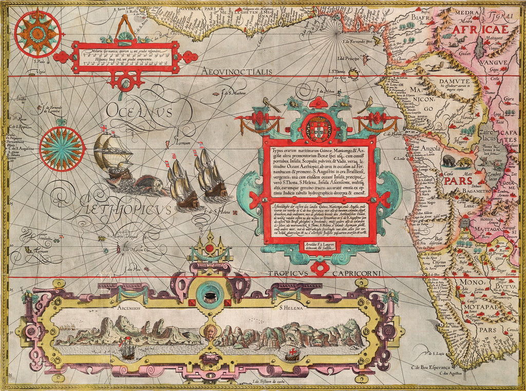 Detail of Chart of the Guinea coast, Manicongo and Angola as far as the Cape of Good Hope by A.F. van Langren