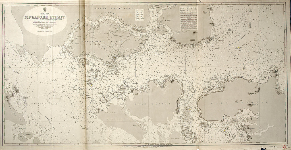 Detail of China Sea SINGAPORE STRAIT By Staff Commander JW Reed Navg Lieuts TH Tizard... Assisted by the Officers of HMS Rifleman 1865-69 by HM Admiralty; Davies Bryer & Company; Staff Commander John William Reed; Captain Thomas Henry Tizard