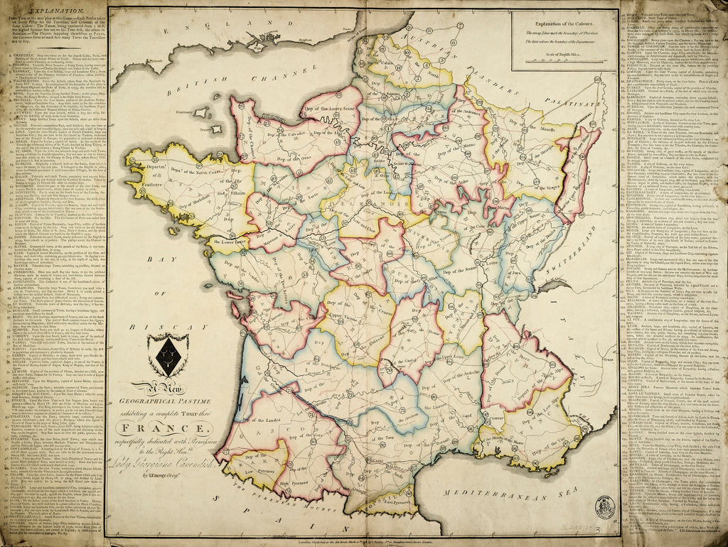 Detail of A new geographical pastime exhibiting a complete tour thro' France respectfully dedicated with permission to the Right Honble Lady Georgiana Cavendish by J. Enouy