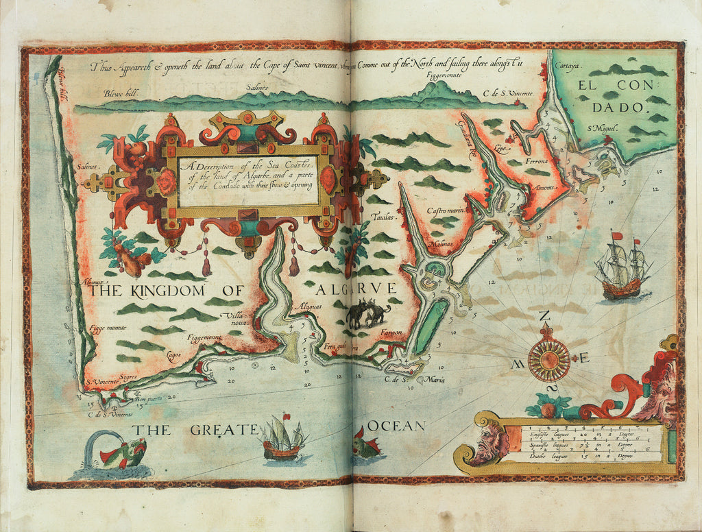 Detail of A description of the sea coastes, of the land of Algarbe, and a parte of the Condado with their shew & opening by Lucas Janz Waghenaer