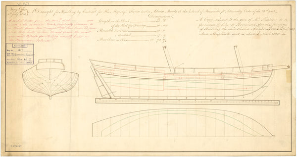 Lines plan for Bermudan Schooner