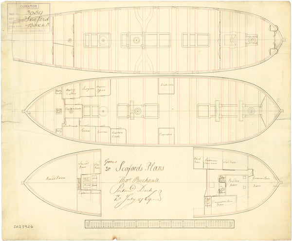 Upper deck, lower deck, and fore & aft platforms for 'Seaford' (1754)