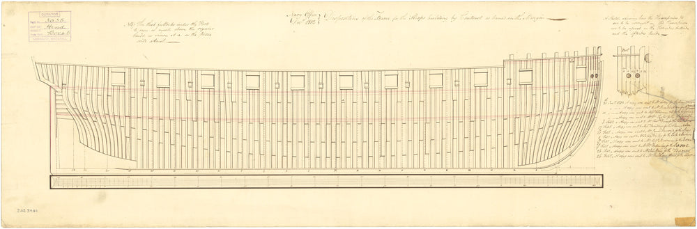 Plan for 'Levant' (1813); 'Cyrus' (1813); 'Medina' (1813); 'Carron' (1813); 'Cyrene' (1814); 'Falmouth' (1814) and others