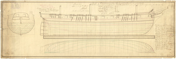 Plan for 'Levant' (1813); 'Cyrus' (1813); 'Medina' (1813); 'Carron' (1813); 'Cyrene' (1814); 'Falmouth' (1814); 'Hind' (1814) and others