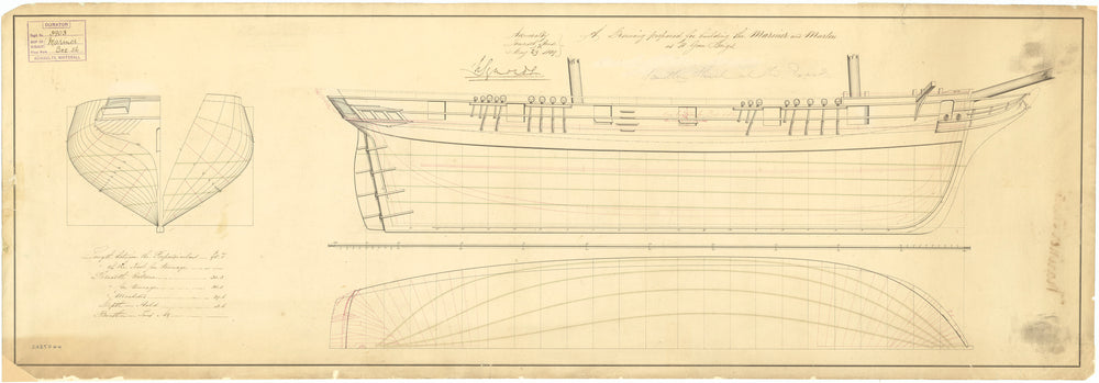 Lines plan for HMS 'Mariner' (1846)