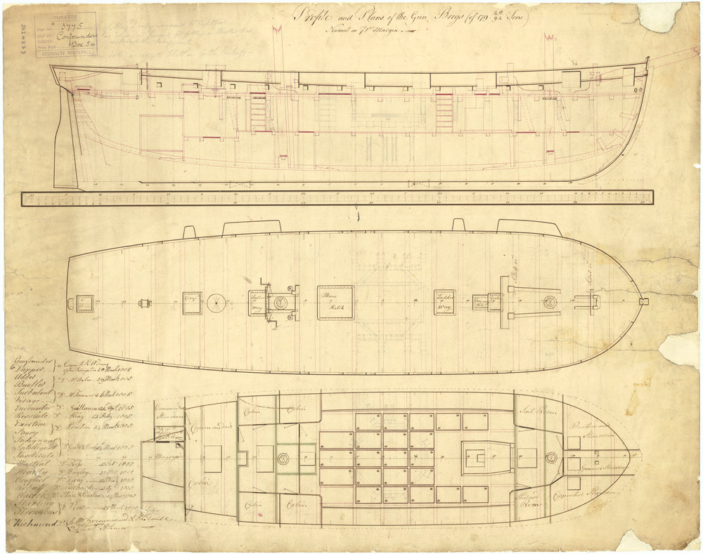 Plan of gun-brig HMS 'Confounder' (1805)