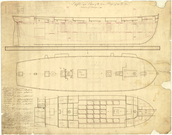 Plan of gun-brig HMS 'Confounder' (1805)