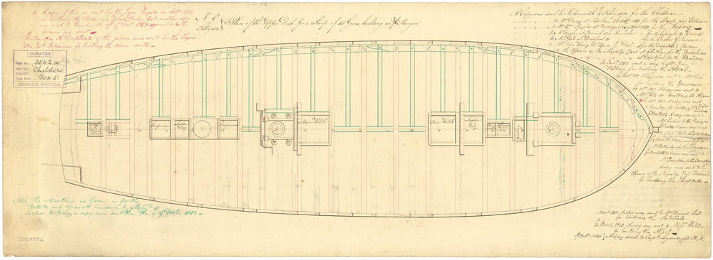 Inboard profile plan for Cruiser/Cruizer class brig sloops launched from 1812 to 1815