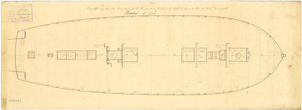 Upper deck plan for HMS 'Cephalus'