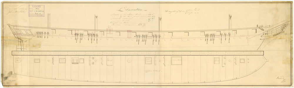 Sheer & profile plan for 'L'Invention'