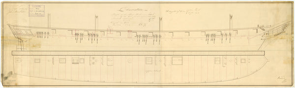 Sheer & profile plan for 'L'Invention'