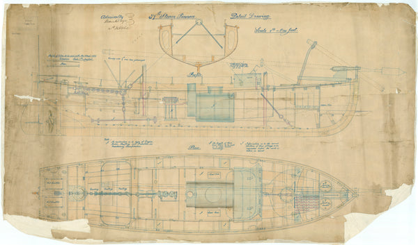 Profile plan for 37-foot steam pinnace