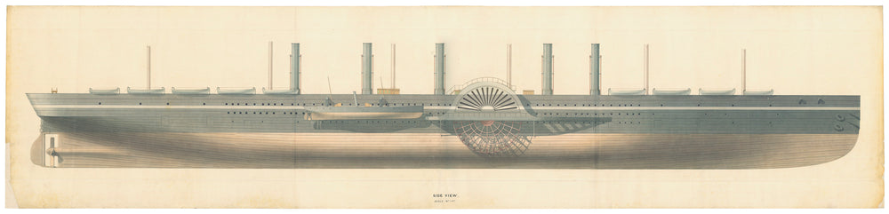 External starboard profile of SS 'Great Eastern' (1858), a passenger liner