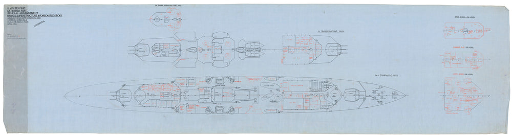 Ship plan of Royal Navy light cruiser HMS 'Belfast' (C35) (1938)