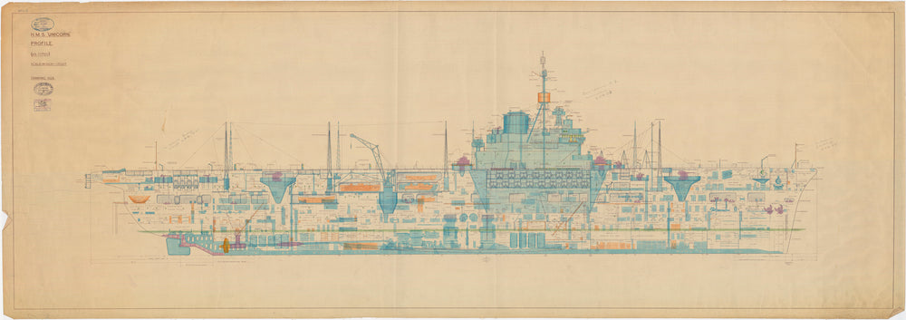 Profile plan for HMS 'Unicorn' (1941)