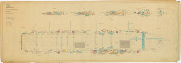 Flight deck and bridges plan for HMS 'Unicorn' (1941)