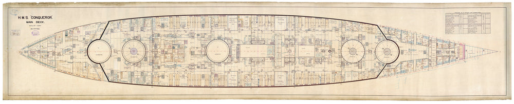 Main deck plan for HMS 'Conqueror' (1911)