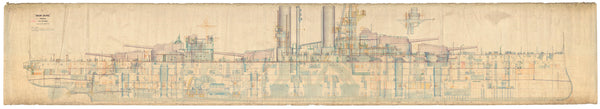 Inboard profile plan for HMS 'Iron Duke' (1912)