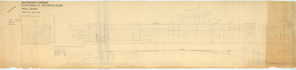 Sheer Drawing, Lines plan for HMS 'Illustrious' & 'Victorious'