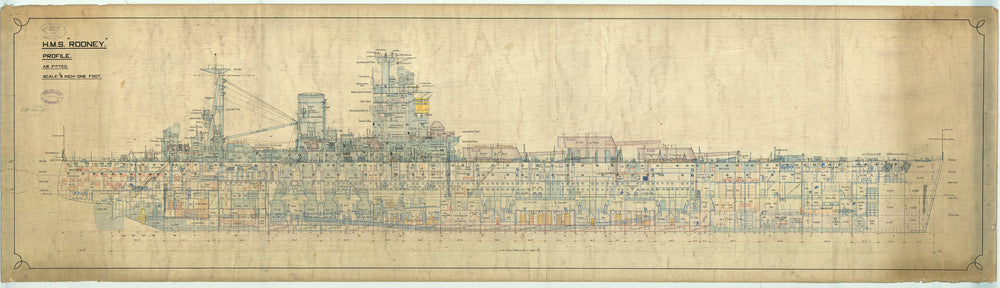 Profile plan for HMS 'Rodney' (1925)
