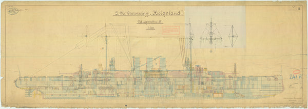 Inboard profile plan for SMS 'Helgoland'
