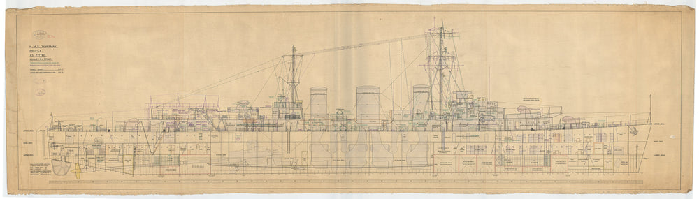 Profile plan as fitted for HMS 'Manxmam' (1940)