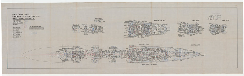 Bridges and forecastle plan for 'Black Prince' (1942)