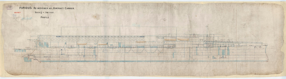 Profile plan for HMS 'Furious' (1916)