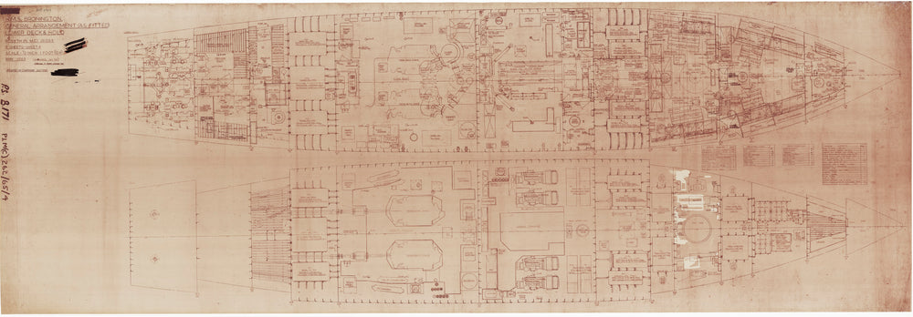 Lower deck & hold plan of HMS 'Bronington' (1953)