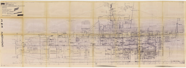 Profile plan of HMS 'Bronington' (1953) in 1965