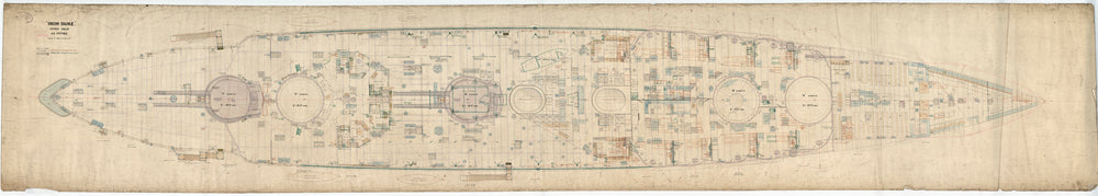 Upper deck plan as fitted for HMS 'Iron Duke' (1912)