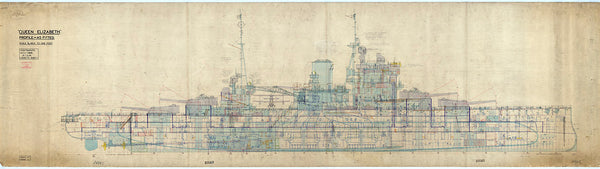 Profile plan for HMS 'Queen Elizabeth' (1913), as fitted 1941