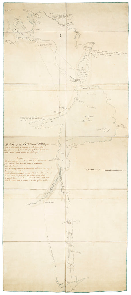 Detail of Sketch of communication from York on Lake Ontario to Glouscester [sic] or Machidash Bay Lake Huron taken by Lieut.t Pilkington of the Roy.l Engineers and Alex.r Aitken Deputy Surveyor in October 1793. by Robert Pilkington; Alexander Aitken