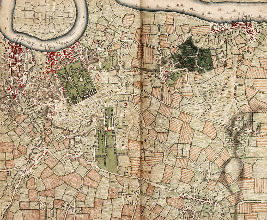 Detail of Map of Deptford, Greenwich, Woolwich, Blackheath and Eltham by John Rocque