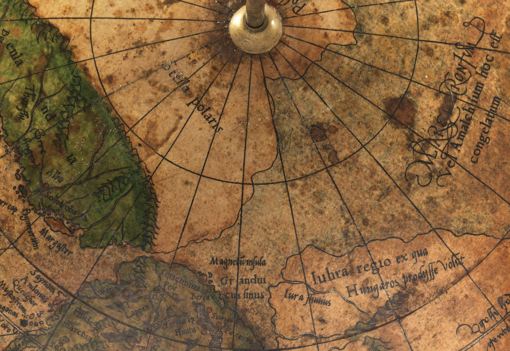 Detail of Terrestrial Globe, detail of the presumed location of the magnetic north pole by Gerard Mercator