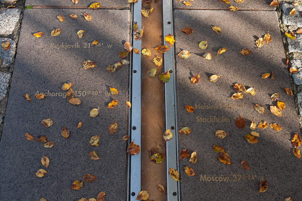 Detail of Autumn leaves on the Prime Meridian at the Royal Observatory in Greenwich by National Maritime Museum