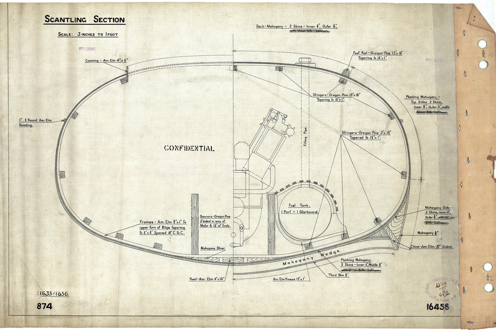 16458; Midships sections plan for Thornycroft 'CMB4'